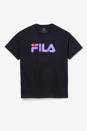 FILA Logo Tee Shirts Black / Purple / Red,Mens Clothing | CA.YDRXNK201